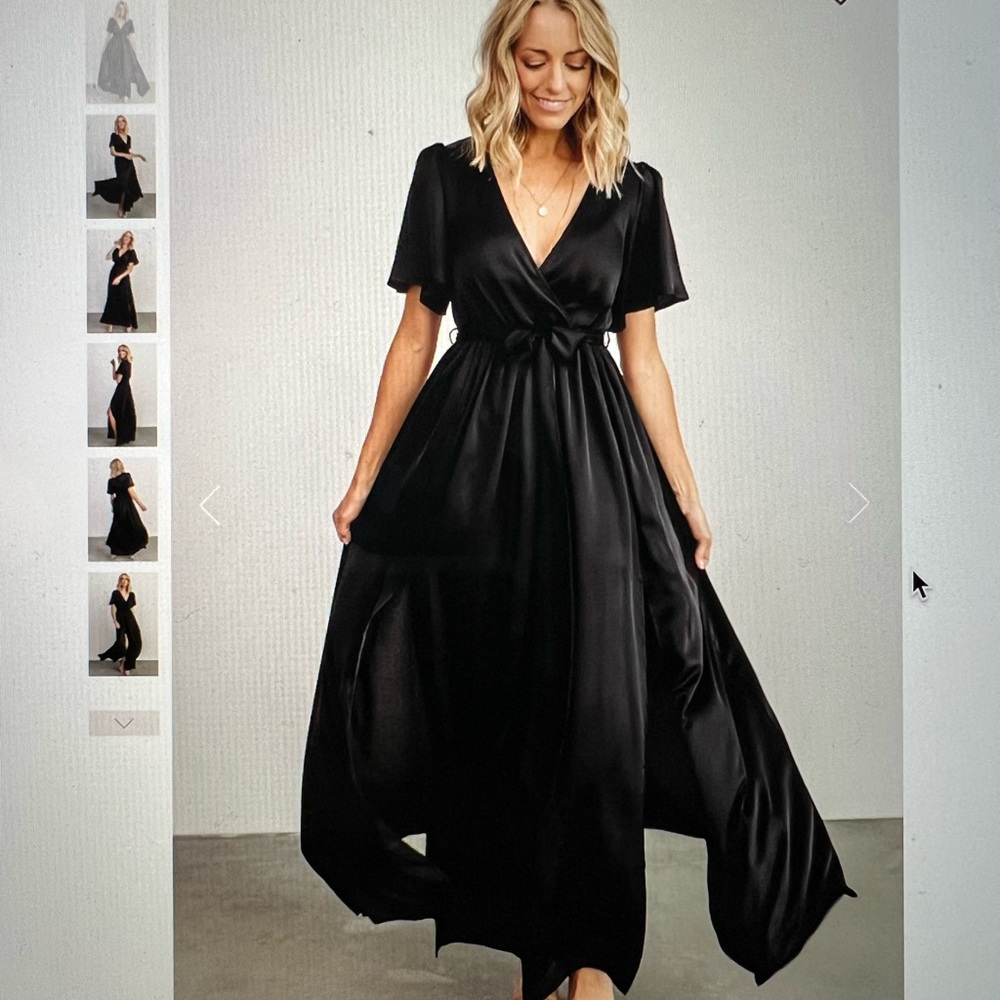 NWT Baltic Born Black Sicily Satin Maxi Dress size Small